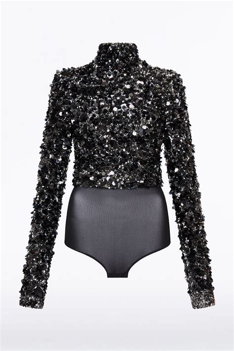 Black Sequin Bodysuit Carla Zampatti