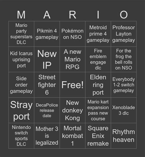 June Nintendo Direct Bingo Card