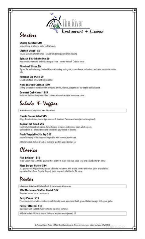 The River Restaurant And Lounge Menu In El Portal Ca Order Delivery