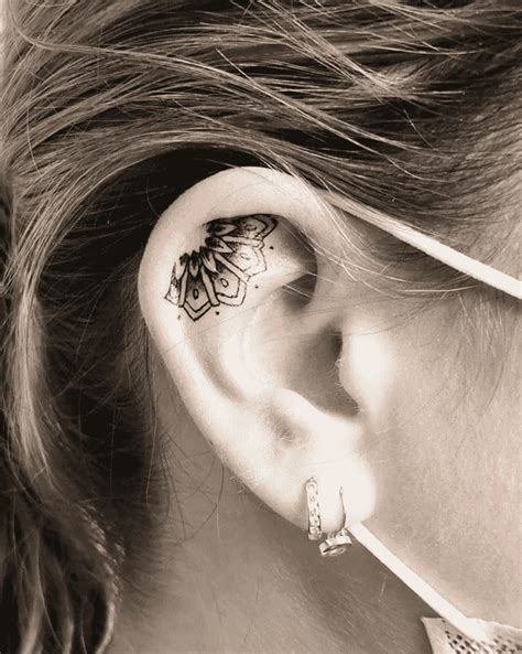 Ear Lobe Tattoo Tragus Tattoo Cuff Tattoo Lace Tattoo Ear Tattoo