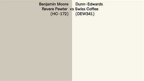 Benjamin Moore Revere Pewter Hc 172 Vs Dunn Edwards Swiss Coffee