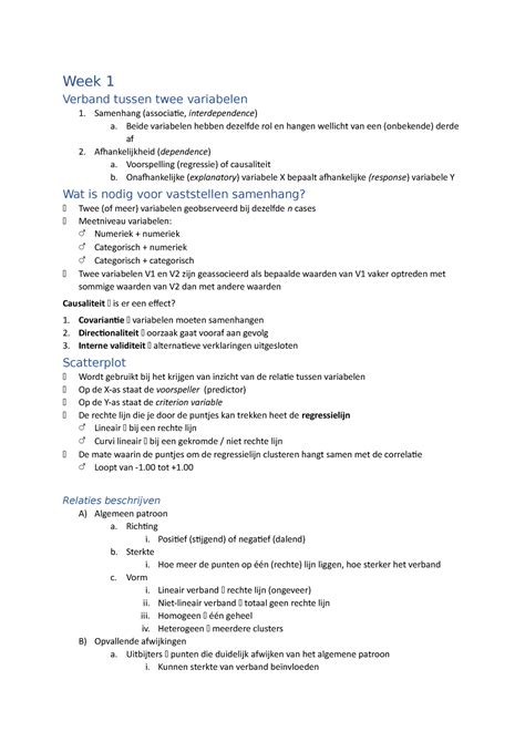 Samenvatting Eco Week Verband Tussen Twee Variabelen Samenhang