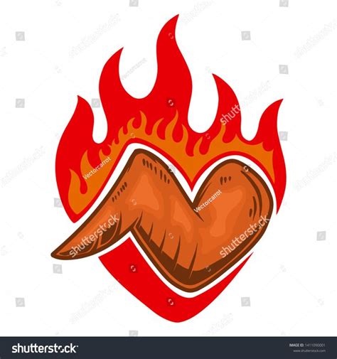 Fire Chicken Wings Design Element