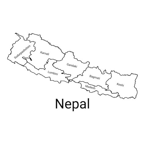 Premium Vector Map Of Nepal Outline With Province