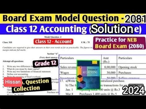 Class 12 NEB Account Model Question With Solution 2081 Neb Class 12