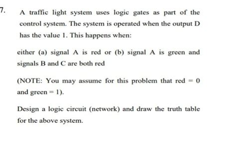 A Traffic Light System Uses Logic Gates As Part Of