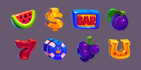 Icons for casino game, gambling slot machine 24244079 Vector Art at ...