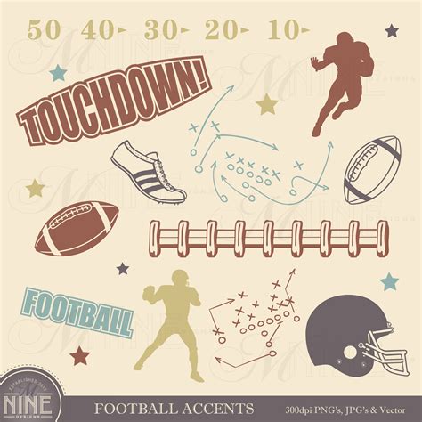 VINTAGE FOOTBALL ACCENTS Digital Football Clip Art Football Scrapbook ...