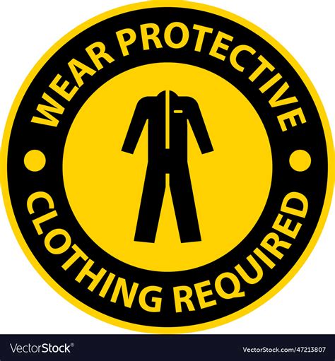 Caution Wear Protective Clothing Sign On White Vector Image