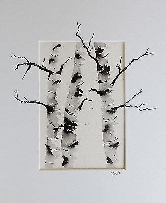 Black And White Birch Tree Painting at PaintingValley.com | Explore collection of Black And ...