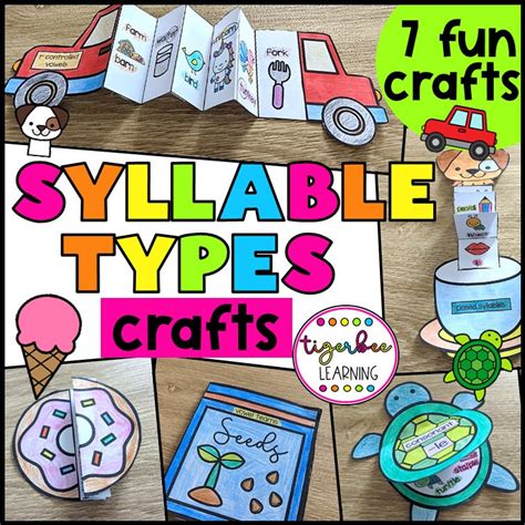 7 Syllable Types Crafts Phonics Practice Activities Etsy