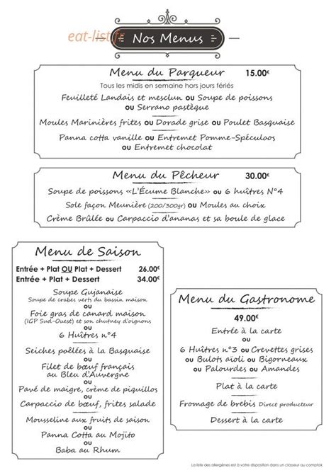 Les Viviers à Gujan Mestras menu et photos