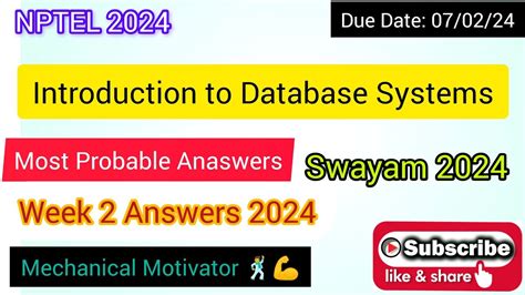 Introduction To Database Systems Week 2 Quiz Assignment 2 Solution