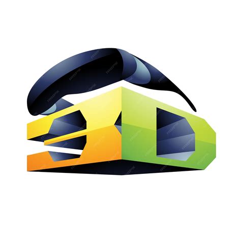 Premium Vector | Yellow and green 3d viewing tech symbol in perspective