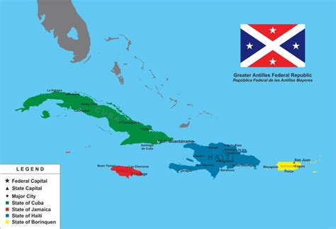 The Greater Antilles Federal Republic; an archipelago country from an ...