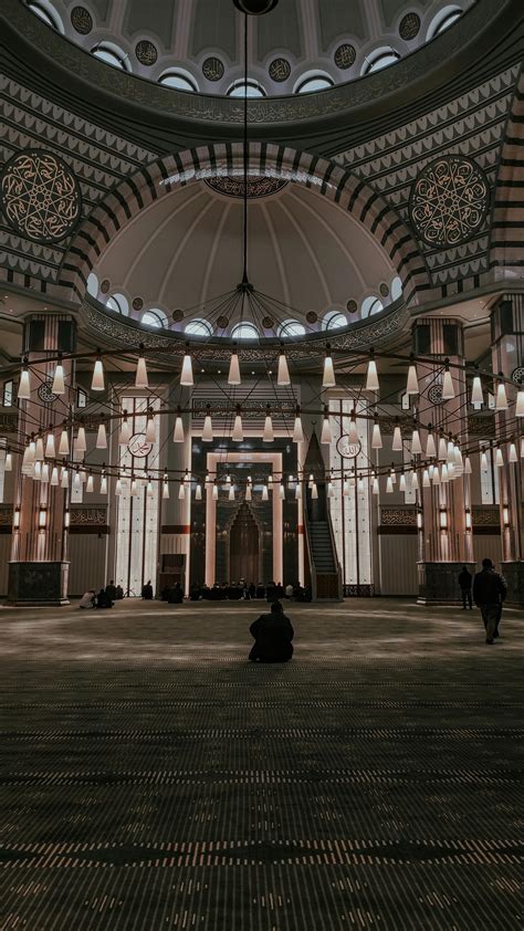 White and Blue Mosque Interior · Free Stock Photo