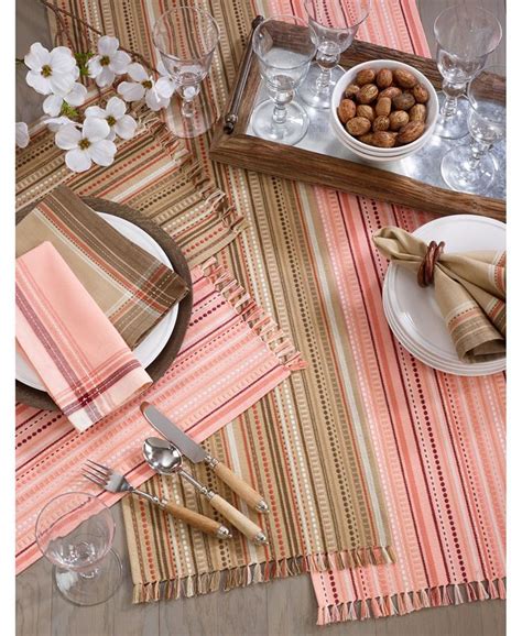 Saro Lifestyle Stitched Geo Stripe Design Table Runner Macys