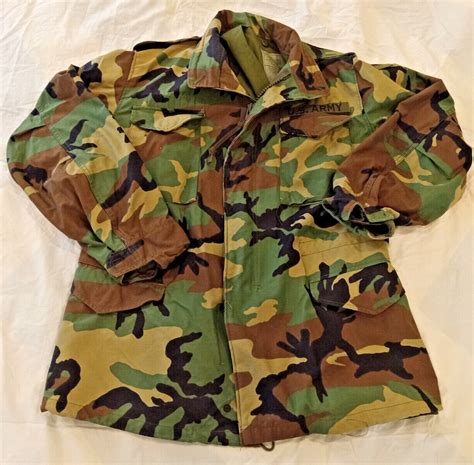 Us Army Vtg Woodland Camo Field Jacket Coat Cold Weat Gem