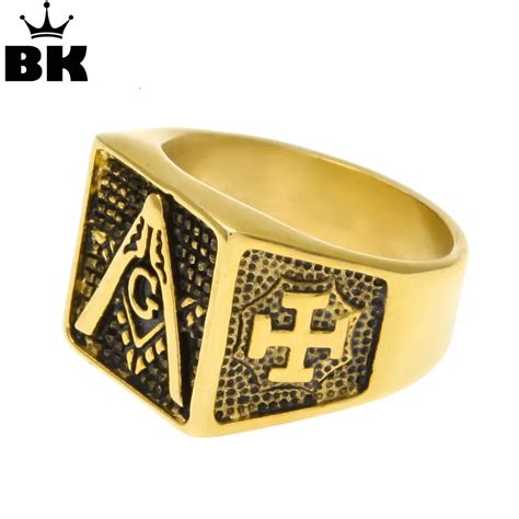 Stainless Steel Cross Ring Retro Masonic Ring Retro Vintage Signet