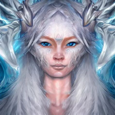 A Portrait Photo Of An Ice Elemental Human Features Stable