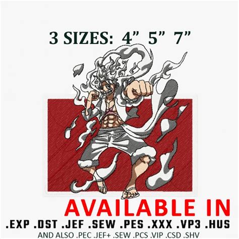 Luffy gear 5 form embroidery design, Anime Embroidery, Anime - Inspire Uplift