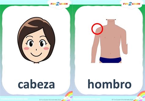 Cabeza Hombros Rodillas Y Pies Free Flashcards Fun2Learn