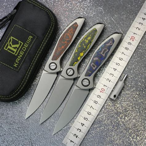 Kanedeiia Hation Zero D Flipper Folding Knife Titanium Ceramic Carbon