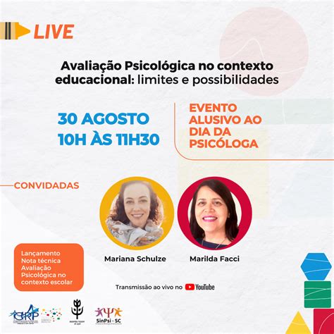 Crp 12 E Sin Psi Promovem Live Sobre Avaliação Psicológica No Contexto