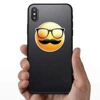 Emoji With Mustache And Glasses Sticker