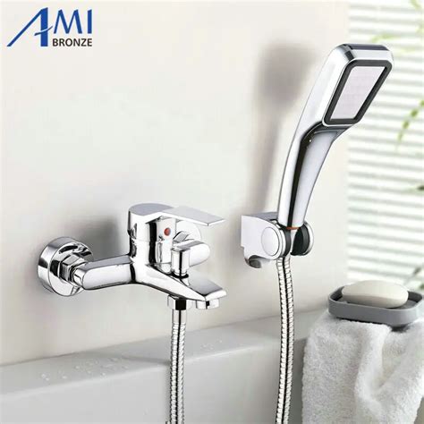 Wall Mounted Bathroom Faucet Bath Tub Mixer Tap With Hand Shower Head Shower Faucet-in Bath ...