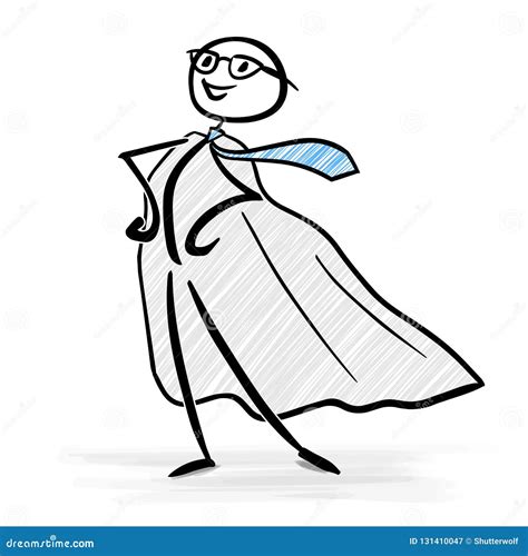 Businessman with Superhero Costume - Stick Figure Stock Vector ...