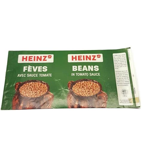 Heinz Vintage 1960s Giant Baked Beans Can Label 48 Oz Unused Factory ...