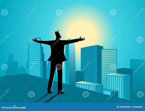 Businessman Standing On The Edge Of A Building Stock Vector