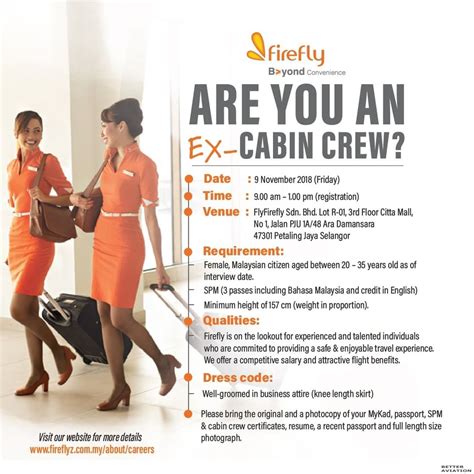 Firefly Experienced Cabin Crew Walk In Interview November 2018