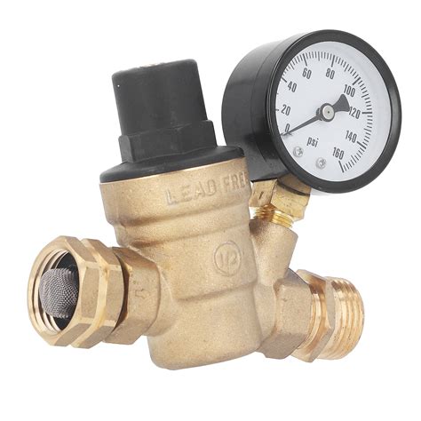 Water Pressure Regulator With Gauge 160psi Rv Water Pressure Reducer Pressure Reducing Valve