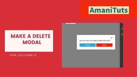 Make A Delete Modal Using Htmlcss And Js Youtube