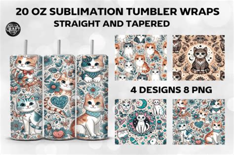 Cat Skinny Tumbler Wrap Sublimation 20oz Graphic By Lazycraftlab · Creative Fabrica