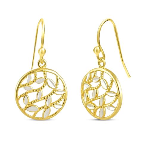 Lecalla Sterling Silver K Yellow Gold Plated Filigree Leaf