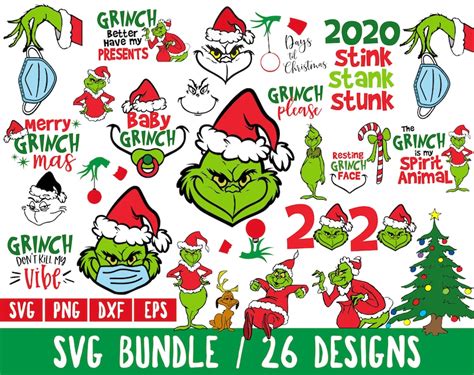 Grinch Svg Bundle Christmas Svg Resting Grinch Face Etsy