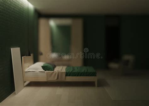 Modern Bedroom Interior. Emerald Color in the Interior Stock ...