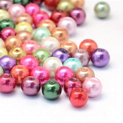 Wholesale Baking Painted Pearlized Glass Pearl Round Bead Strands