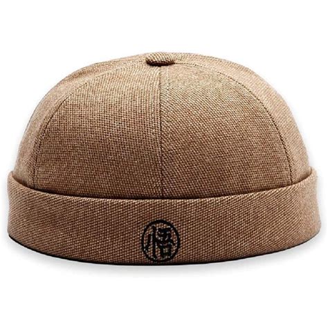 Mens Retro Chinese Style Rolled Cuff Skull Caps Brimless Beanie Hat