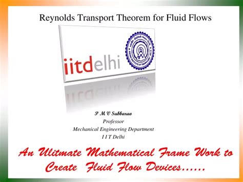 PPT Reynolds Transport Theorem For Fluid Flows PowerPoint