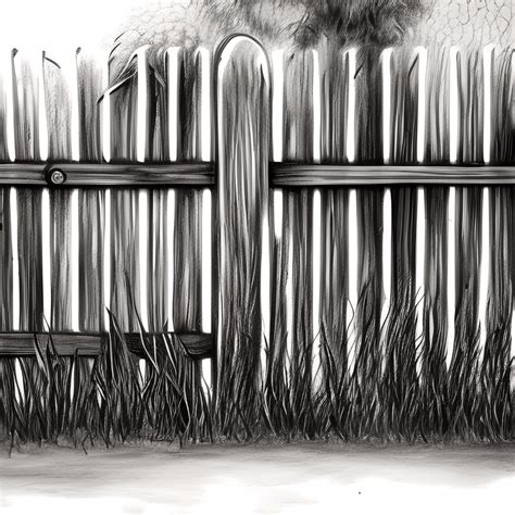 Old Garden Fence Drawing · Creative Fabrica