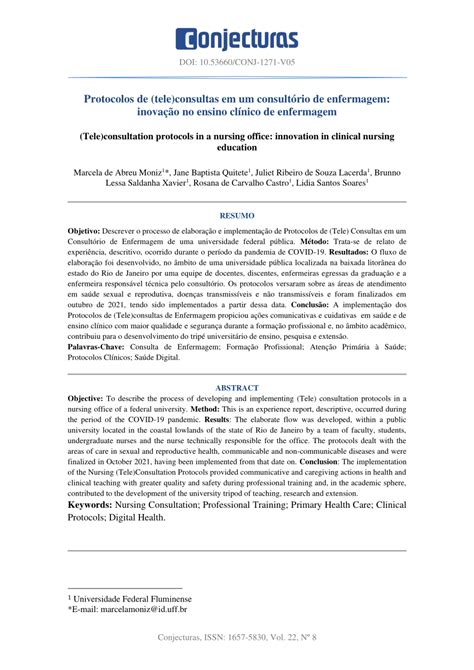 Pdf Protocolos De Tele Consultas Em Um Consult Rio De Enfermagem