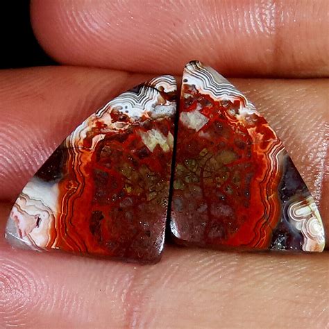 Natural CRAZY LACE AGATE Pair Cabochon Loose Gemstone 20 00 Cts