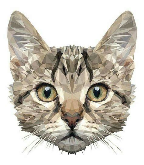 Gatito Geometric Animals Polygon Art Cat Art