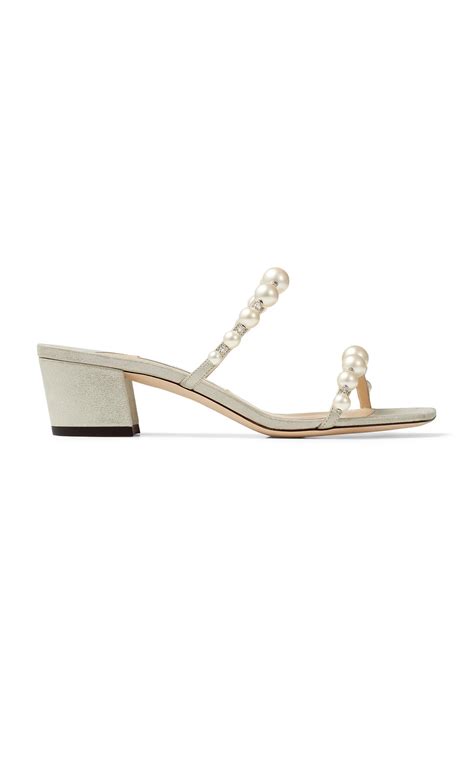 Jimmy Choo Amara Pearl Embellished Leather Sandals In White Lyst