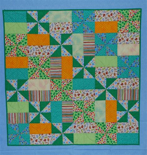 Pinwheel Baby Quilt Green Teal Baby Blanket 36 X 36 Etsy