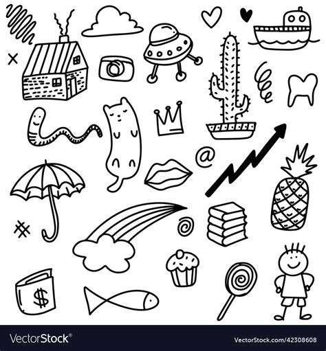 Hand drawn cute doodle for kid on white Royalty Free Vector